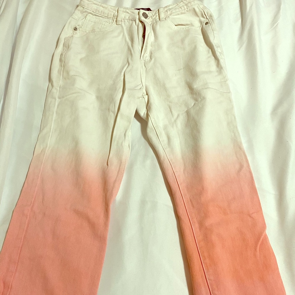 Missguided ombré white- pink high waisted jeans